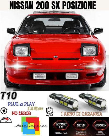 😍COPPIA LUCI POSIZIONE 10 LED🔥🔥 NISSAN 200 SX🔥🔥 T10 W5W CANBUS 6000K BIANCO