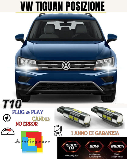COPPIA LUCI POSIZIONE 10 LED 🔥🔥VW TIGUAN🔥🔥 5N RESTYLING T10 W5W CANBUS 6000K