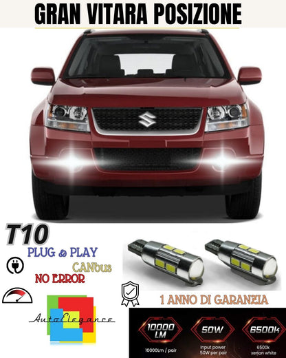 😍COPPIA LUCI POSIZIONE 10 LED🔥🔥SUZUKI GRAN VITARA II 🔥🔥T10 W5W CANBUS 6000K