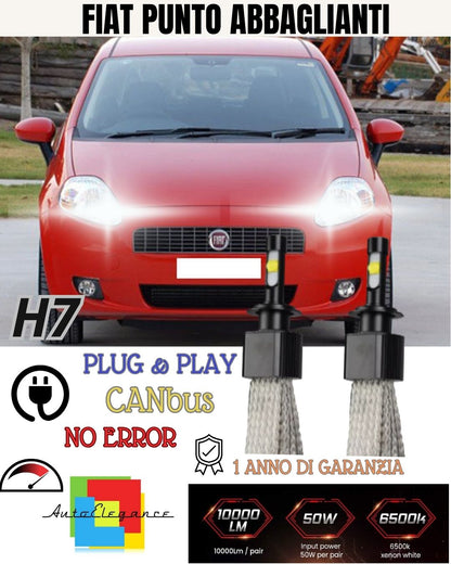 😎KIT LED H7 FIAT PUNTO MK2 188 FINO AL 2001 6000K BIANCO ABBAGLIANTI 6400 LUMEN