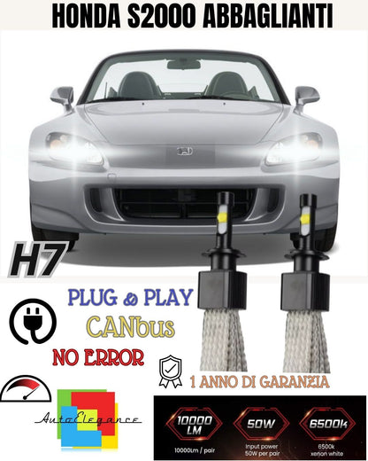 😎😎LED H1 HONDA S2000 6000K ABBAGLIANTI 6400 LUMEN ACCENSIONE RAPIDA 6400 LUMEN