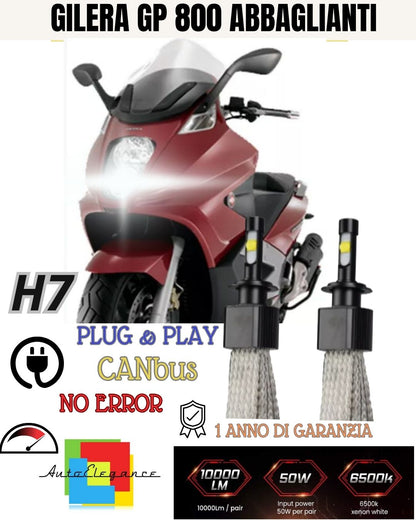 😎😎KIT A LED H7 6000K 3200 LUMEN GILERA GP 800 ABBAGLIANTE 6000K BIANCO CANBUS