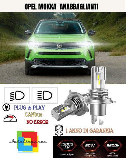 KIT LED H7 OPEL MOKKA X 6000K BIANCO 6000 LUMEN CANBUS ANABBAGLIANTI