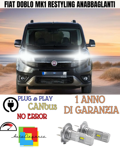 🔥KIT LED FIAT DOBLO MK1 RESTYLING H7 6000K BIANCO ANABBAGLIANTI 🔥