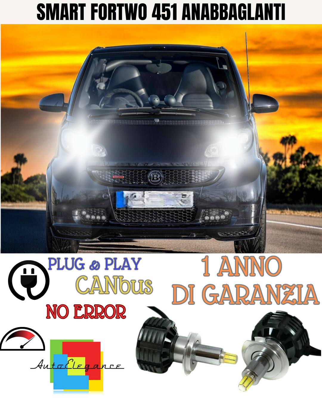 🔥KIT FULL LED ANABBAGLIANTI H7 6000K LED CANBUS PER LENTICOLARI 360 SMART 451🔥