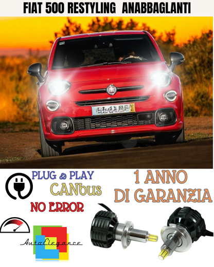🔥KIT FULL LED ANABBAGLIANTI H7 6000K LED CANBUS PER LENTICOLARI 360 FIAT 500🔥