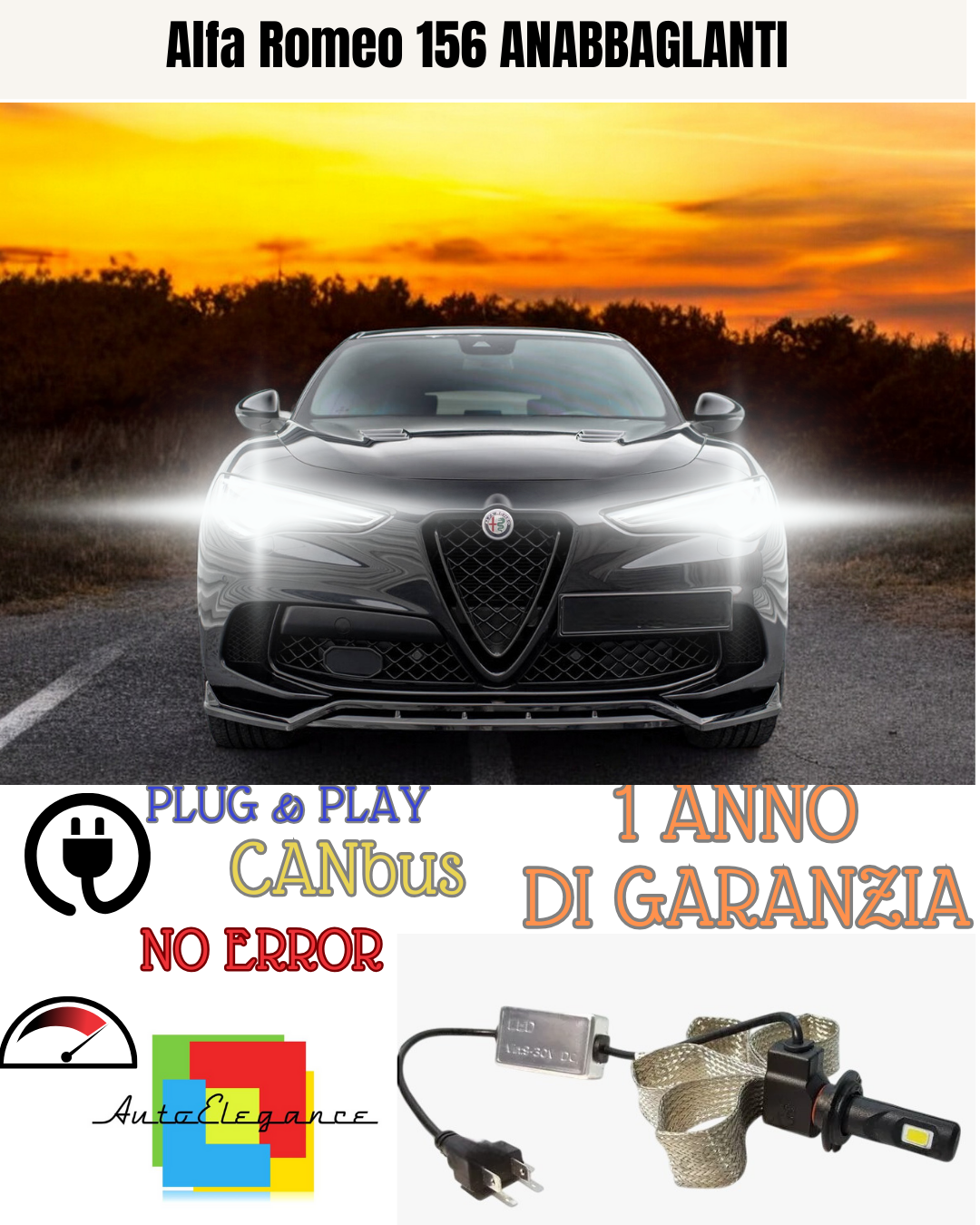 🔥CONVERSIONE FARI  LED ALFA  ROMEO 156 ANABBAGLIANTE ABBAGLIANTE🔥