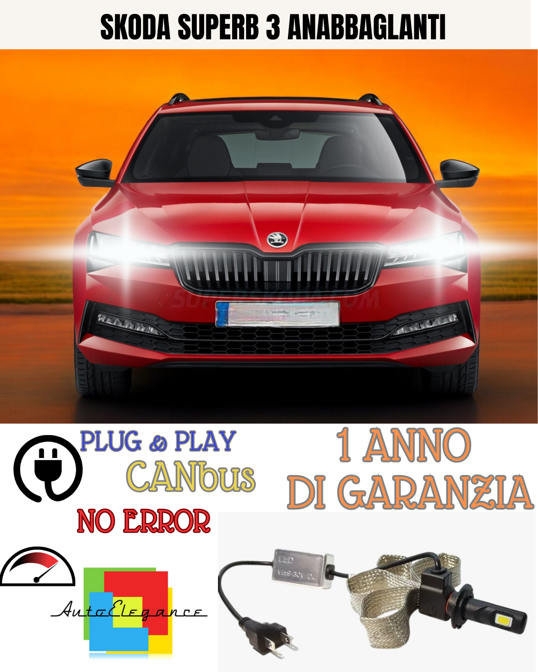🔥KIT LED SKODA SUPERB 3 H7 6000K  BIANCO ANABBAGLIANTI🔥