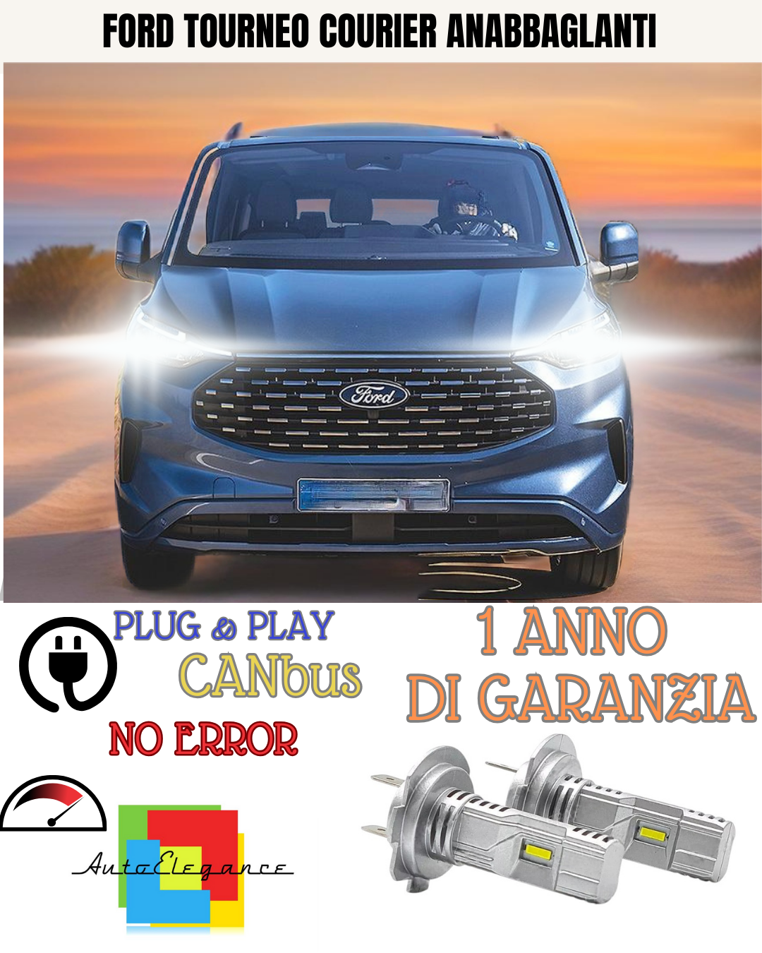 ⭐KIT LED FORD TOURNEO COURIER H7 6000K BIANCO ANABBAGLIANTI ⭐