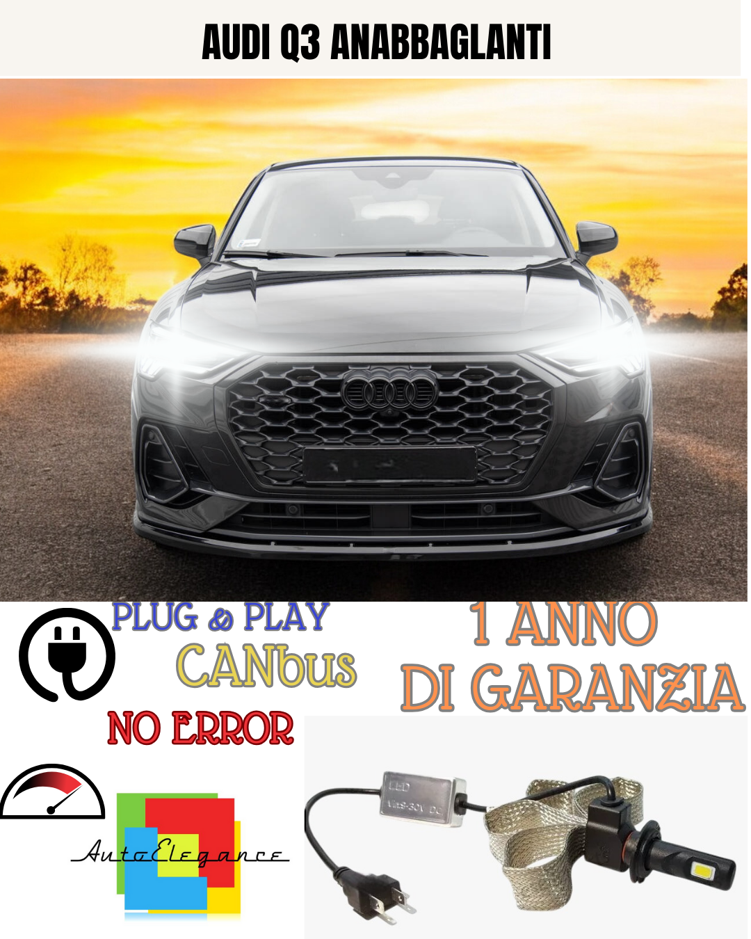 ✨KIT LED H7  AUDI Q3 6000K  BIANCO ANABBAGLIANTE ✨