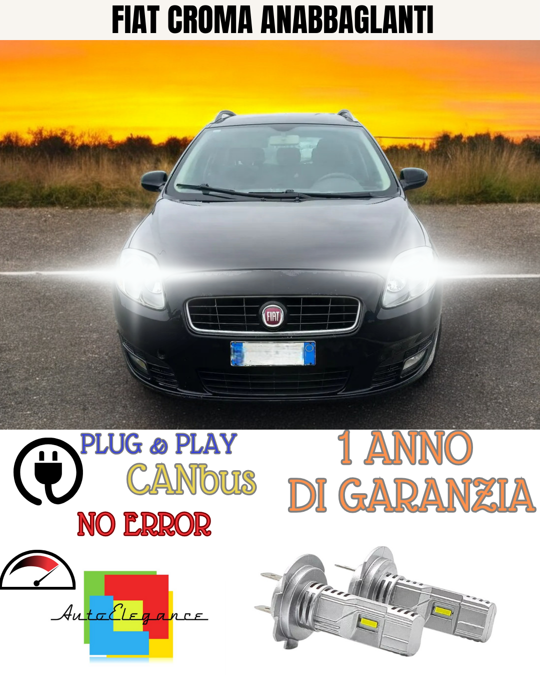 🔥KIT LED FIAT CROMA H7 6000K BIANCO ANABBAGLIANTI 🔥