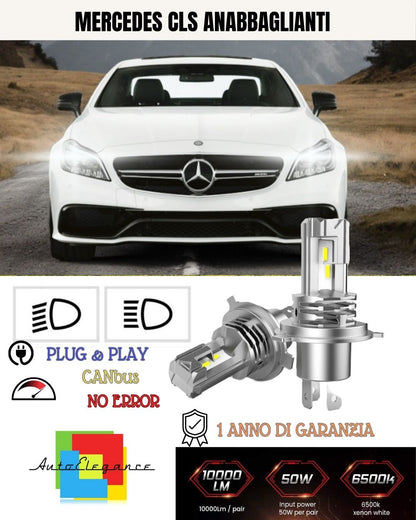 KIT LED H7 CANBUS LED 9600 LUMEN MERCEDES CLS C219 6000K BIANCO ANABBAGLIANTI