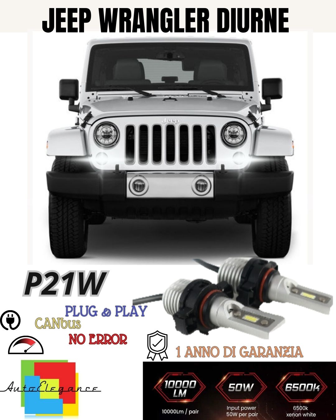 PAIR OF DAYTIME LIGHTS DRL LED PSX24W CANBUS❤️‍❤JEEP WRANGLER IV 6000K 100% NO ERROR 