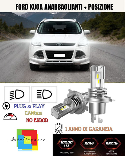 KIT LED ANABBAGLIANTI H7 LED + LUCI DI POSIZIONE T10 CANBUS FORD KUGA MK1 6000K