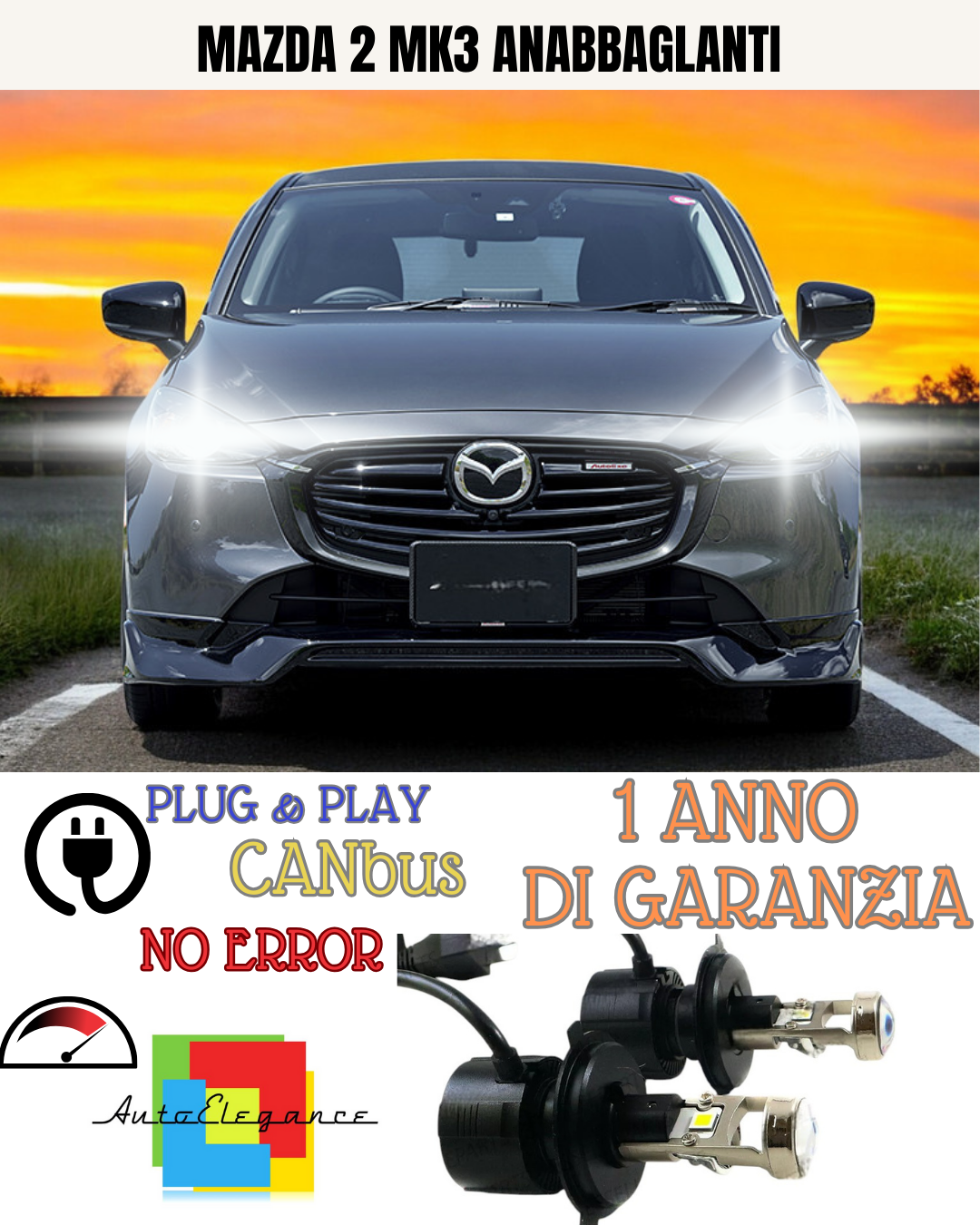 🔥KIT BI-LED H4 MAZDA 2 MK3 18000 6000K ANABBAGLIANTI🔥