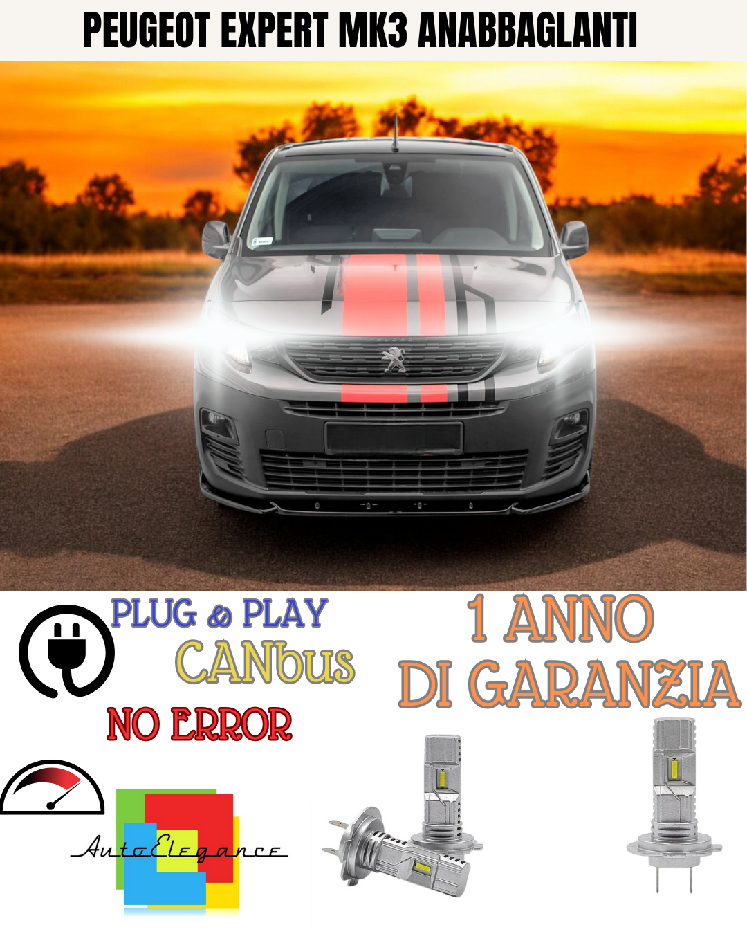 ✨CONVERSIONE LED ANABBAGLIANTE + ABBAGLIANTE PEUGEOT EXPERT MK3 6000K BIANCO✨