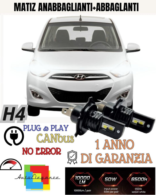 H4 LED KIT CHEVROLET MATIZ H4 LED LAMPS 6000K XENON WHITE NO FAILURE 8000LM