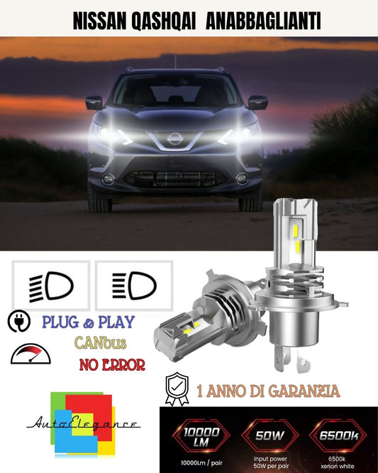 KIT H7 LED CANBUS ANABBAGLIANTI PER NISSAN QASHQAI J10 RESTYLING PORTALAMPADE