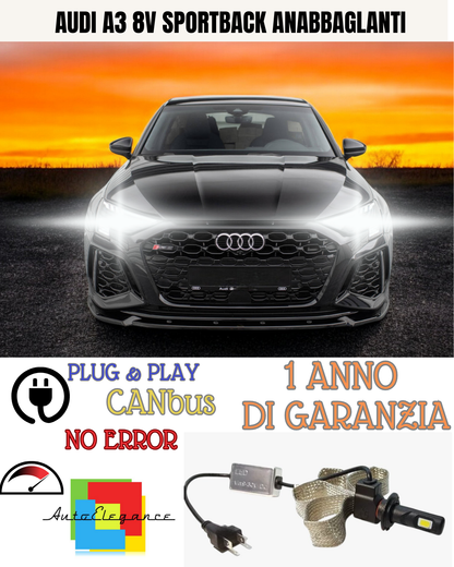 ✨KIT LED AUDI A3 8V SPORTBACK H7 6400 LUMEN  ANABBAGLIANTI✨