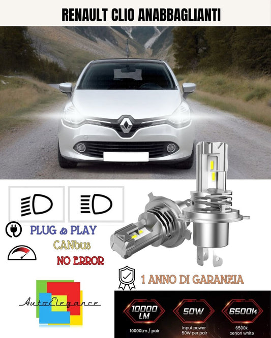 KIT LED H7 PER RENAULT CLIO MK3 III 6000K BIANCO 6000 LUMEN CANBUS ANABBAGLIANTI