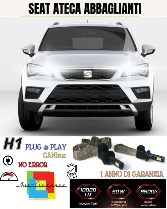 KIT FULL LED SEAT ATECA LAMPADE LED H7 6000K XENON ABBAGLIANTI NO AVARIA