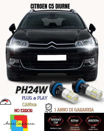 😍😍PAIR OF DAYTIME LIGHTS DRL 34 LED PH24W CANBUS CITROEN C5 MK2 6000K NO ERROR😍😍