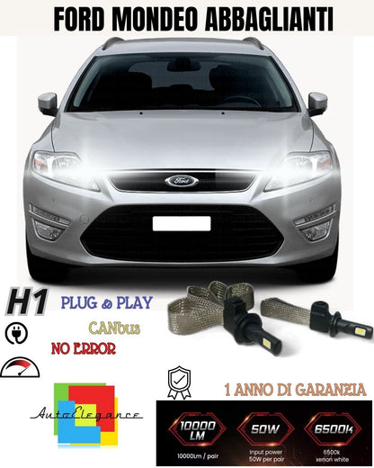 ❤️‍FULL LED KIT FORD MONDEO III H1 6000K NO ERROR GLOSSY CANBUS 6400 LUMEN 