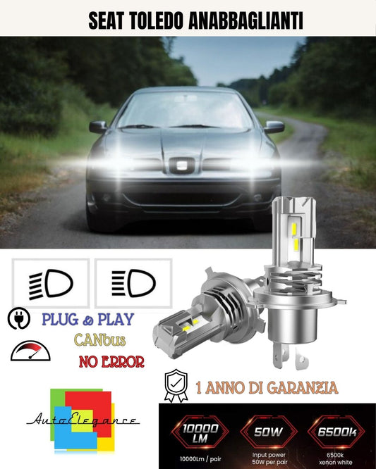 H7 LED KIT FOR SEAT TOLEDO MK2 II 6000K WHITE 6000 LUMEN CANBUS LOW BEAM 