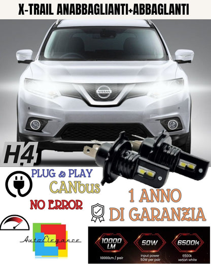 ⭐⭐⭐KIT H4 A LED PER NISSAN X-TRAIL T30 LAMPADE LED H4 6000K XENON 100% NO AVARIA