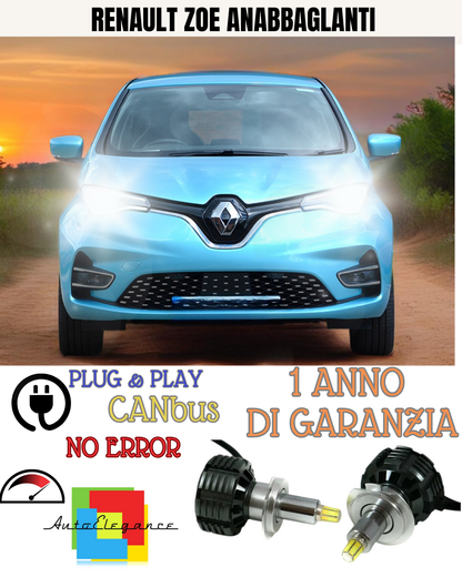 🔥KIT FULL LED ANABBAGLIANTI H7 6000K CANBUS LENTICOLARI 360 RENAULT ZOE🔥