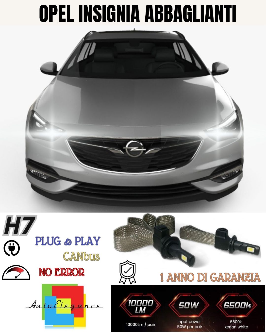 ❤️‍🔥KIT LED H7 CANBUS OPEL INSIGNIA B 6000K XENON BIANCO ABBAGLIANTI 6400 LUMEN