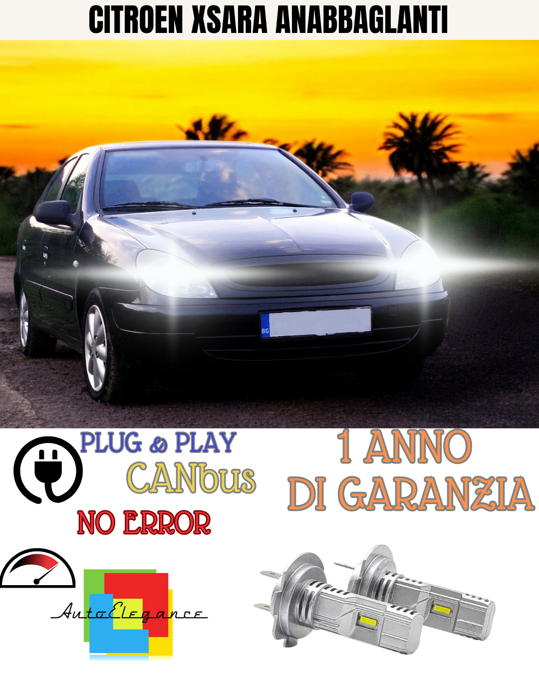 🔥KIT LED CITROEN XSARA H7 6000K BIANCO ANABBAGLIANTI 🔥