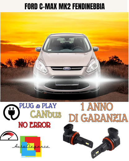 🔥KIT LED H8 FORD C-MAX MK2 6000K BIANCO FENDINEBBIA 🔥