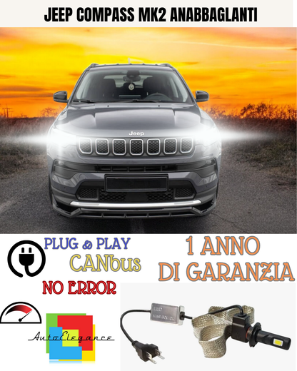 🔥KIT LED JEEP COMPASS MK2 H7 6000K BIANCO ANABBAGLIANTI🔥