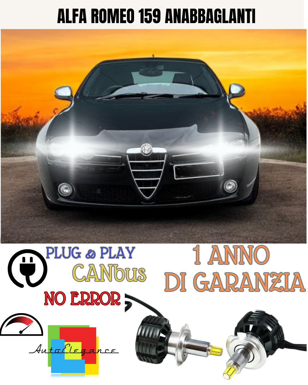 🔥KIT LED H7 ALFA ROMEO 159 6000K  BIANCO ANABBAGLIANTE 🔥