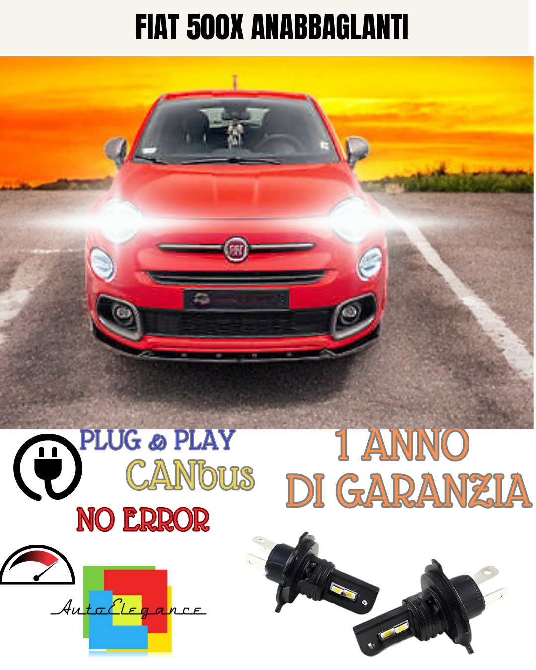 ✨KIT LED FIAT 500X H4 6000K  8000 LUMEN  ANABBAGLIANTI ABBAGLIANTI ✨