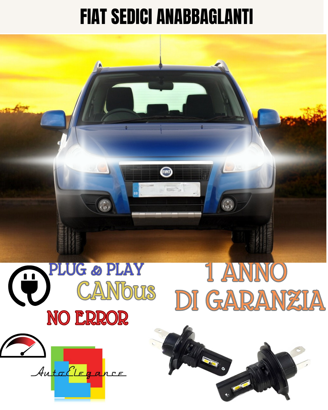 ✨KIT LED FIAT SEDICI H4 6000K  ANABBAGLIANTI ABBAGLIANTI ✨