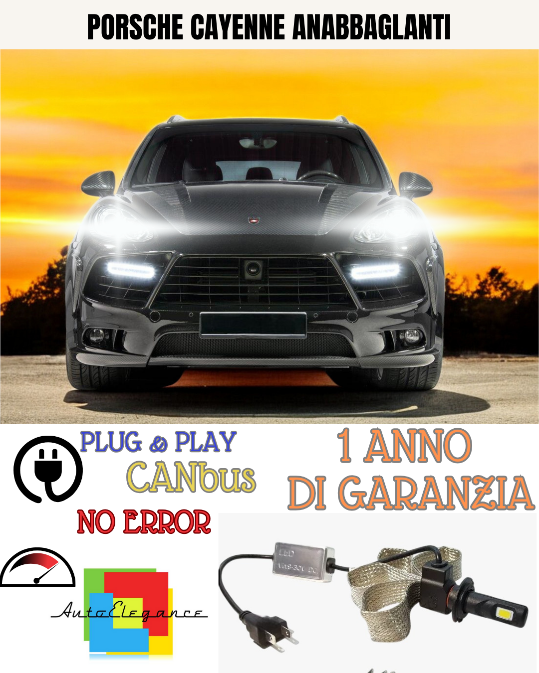 🔥KIT LED PORSCHE CAYENNE H7 6000K 6400 LUMEN ANABBAGLIANTI🔥