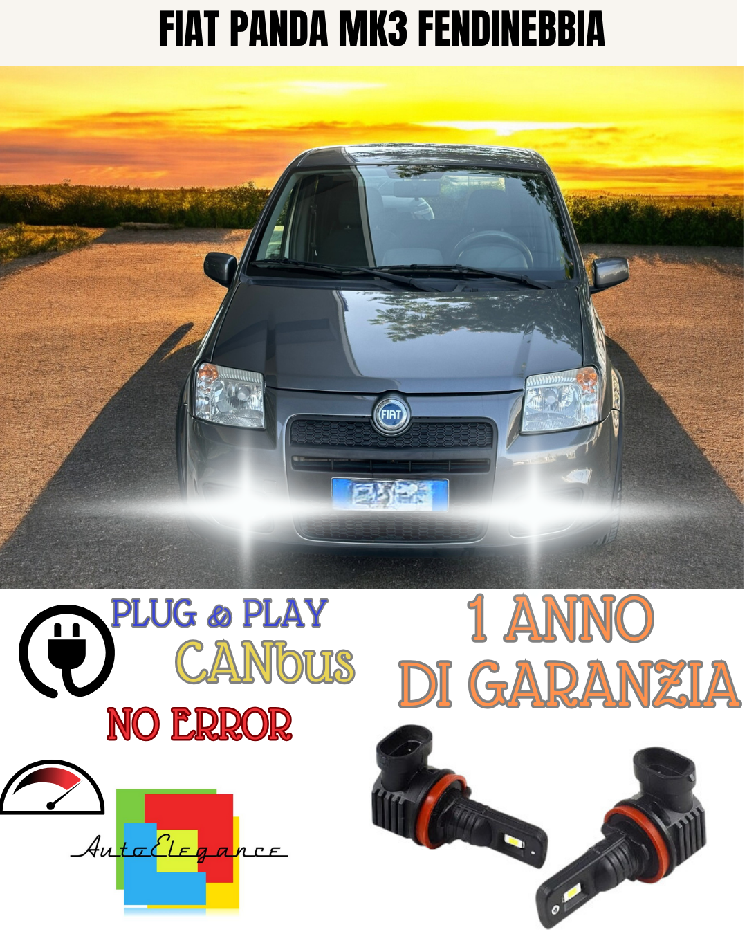 🔥KIT LED H11 FIAT PANDA MK3 6000K BIANCO FENDINEBBIA 🔥