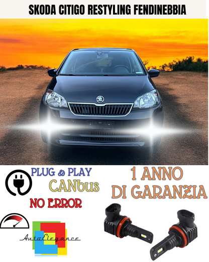 🔥KIT LED H8  SKODA CITIGO RESTYLING 6000K BIANCO FENDINEBBIA 🔥