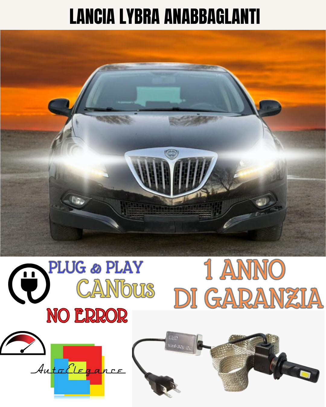 🔥KIT LED  LANCIA LYBRA H7 6000K 6400 LUMEN ANABBAGLIANTI🔥
