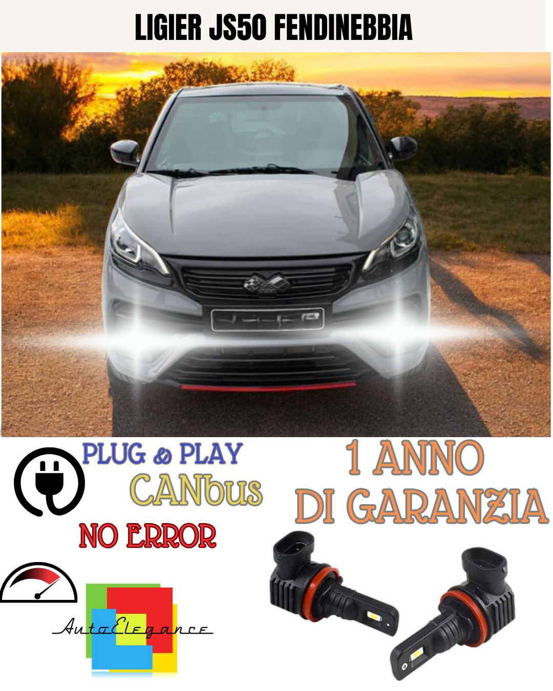 🔥KIT LED H8 LIGIER JS50 RESTYLING 6000K BIANCO FENDINEBBIA 🔥
