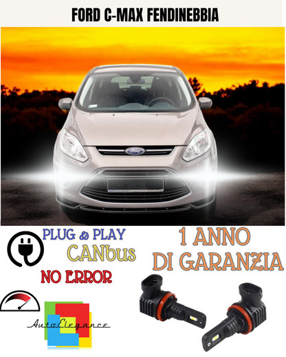 🔥KIT LED  H8 FORD C-MAX  MK1  6000K BIANCO FENDINEBBIA 🔥
