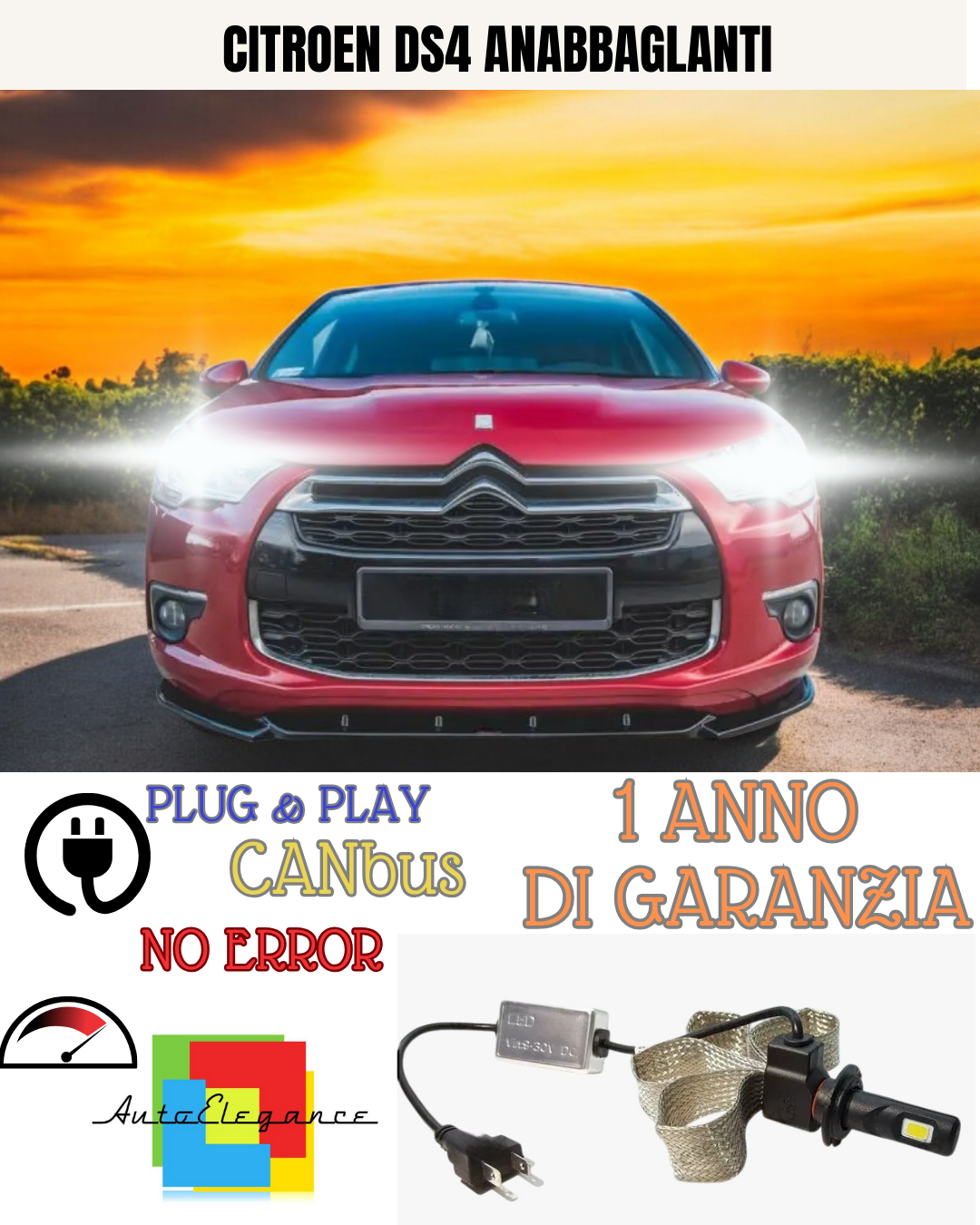 🔥KIT LED  CITROEN DS4 H7 6000K  BIANCO ANABBAGLIANTI🔥