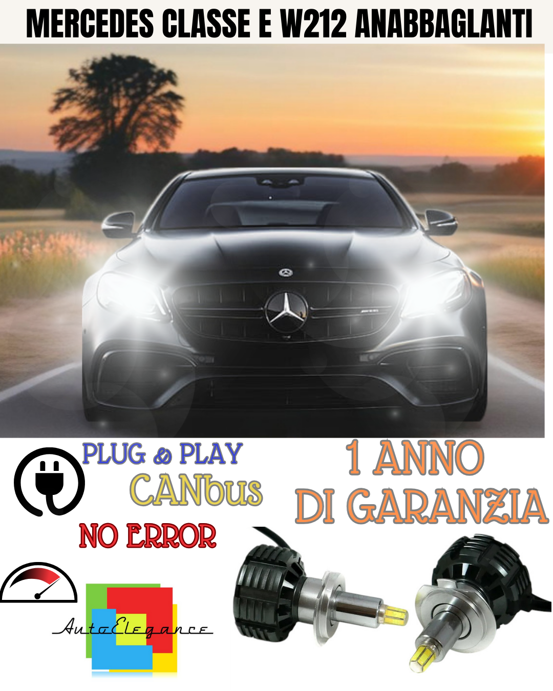 🔥KIT FULL LED ANABBAGLIANTI H7 6000K CANBUS LENTICOLARI 360 MERCEDES CLASSE E🔥