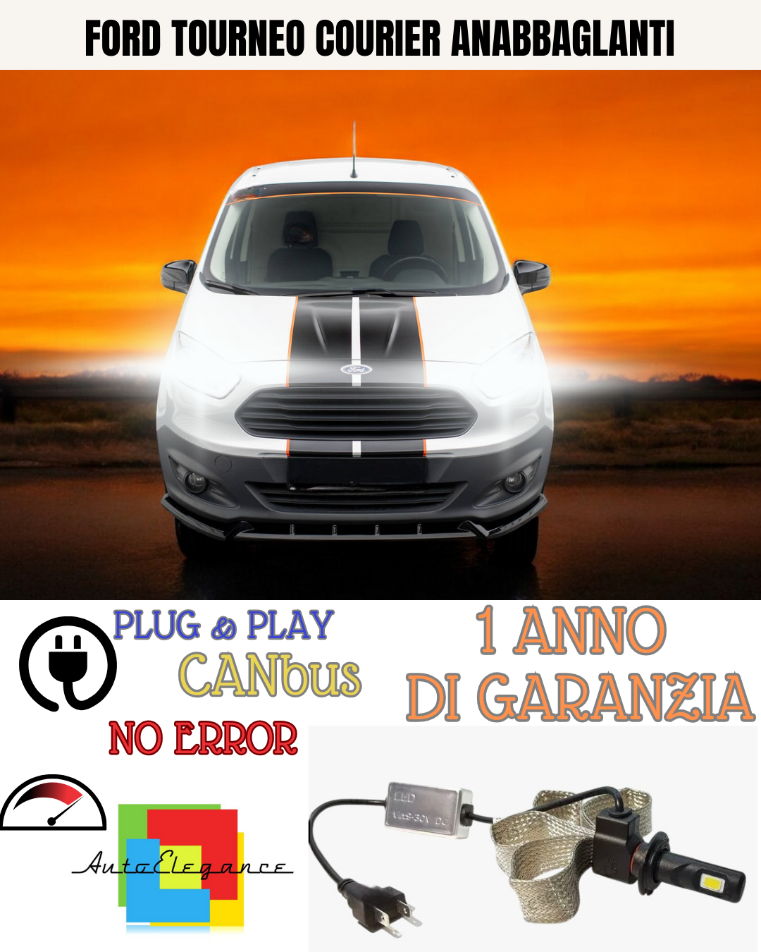 🔥KIT LED FORD TOURNEO COURIER H7 6000K BIANCO 6400 LUMEN ANABBAGLIANTI🔥