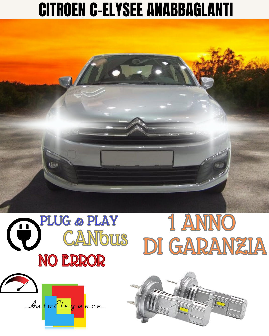 🔥KIT LED  CITROEN C-ELYSEE H7 6000K BIANCO ANABBAGLIANTI 🔥