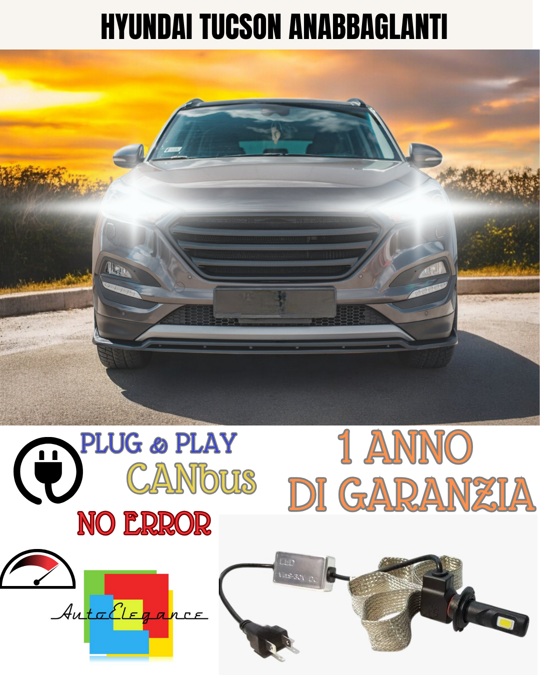 ✨KIT LED HYUNDAI TUCSON H7 6400 LUMEN  ANABBAGLIANTI✨