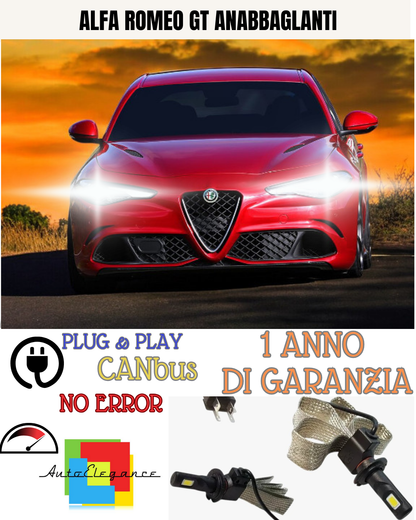 🔥KIT LED H7 ALFA ROMEO GT 6000K  BIANCO ANABBAGLIANTE 🔥