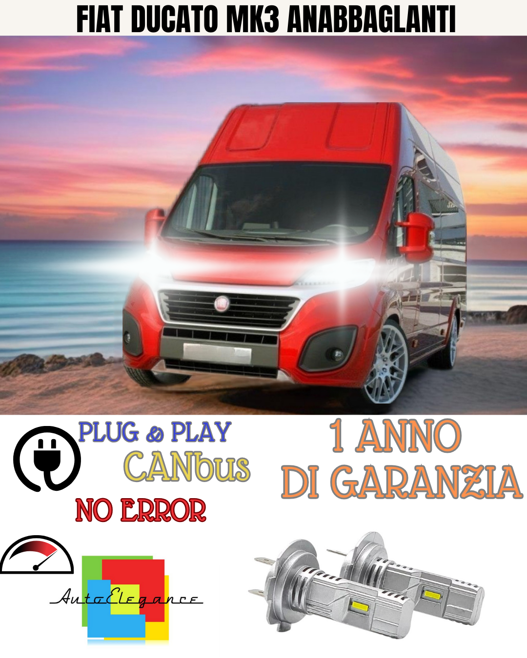 🔥KIT LED FIAT DUCATO MK3 H7 6000K BIANCO ANABBAGLIANTI 🔥